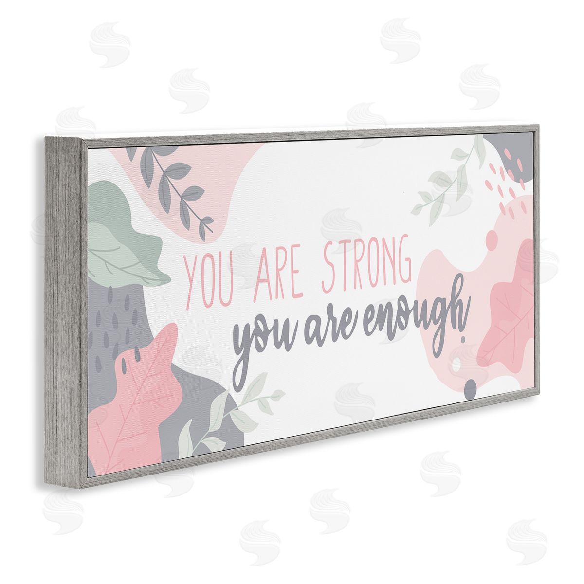 You Are Strong Pink Grey Frame Print Wall Art, Home Decor by Kim Allen