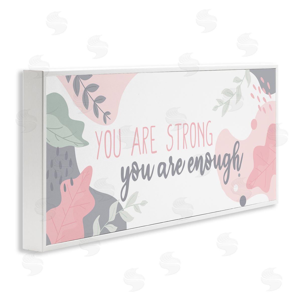 You Are Strong Pink White Frame Print Wall Art, Home Decor by Kim Allen