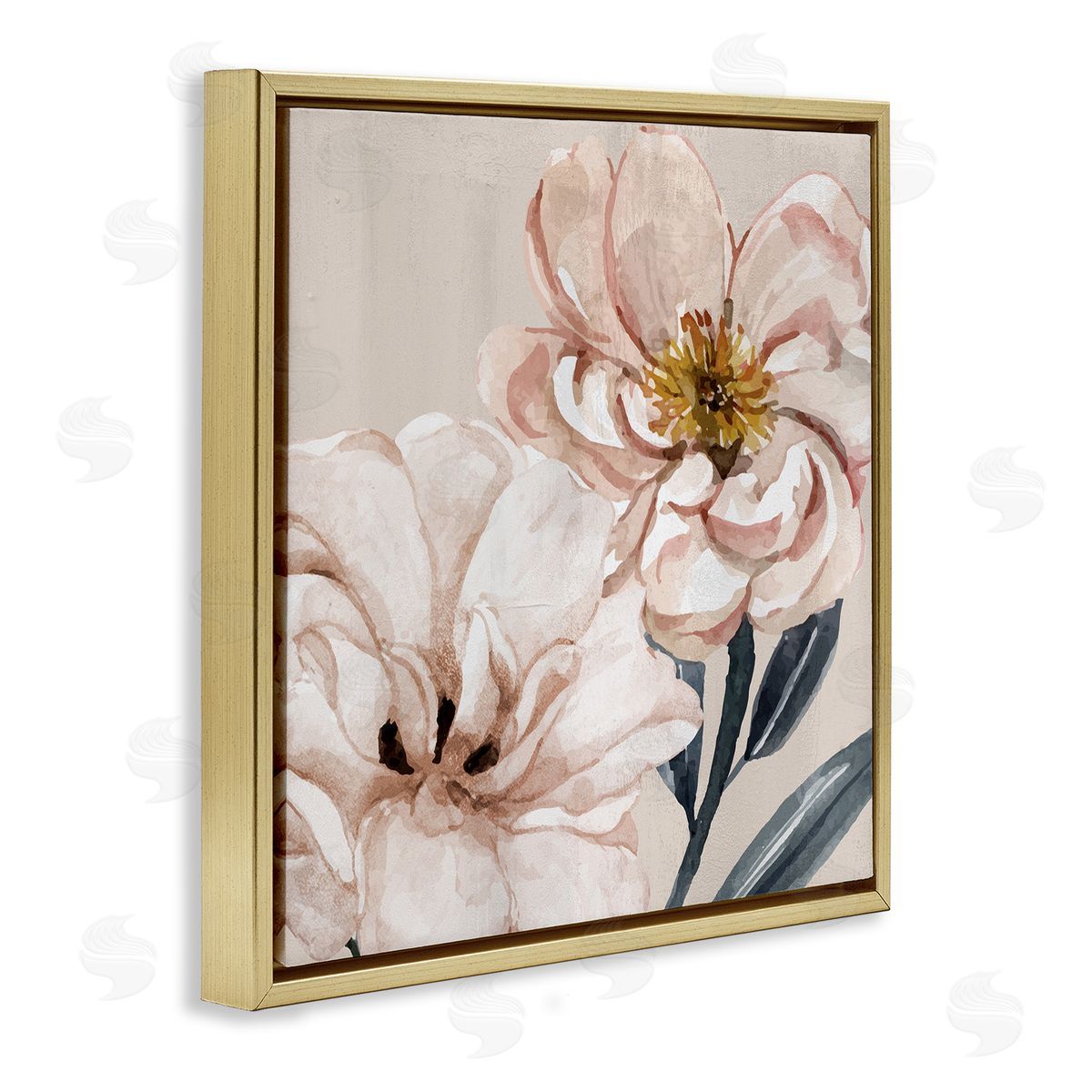 Organic Pink Poppy Petals Gold Floating Frame Canvas Wall Art, Home Decor by Kim Allen