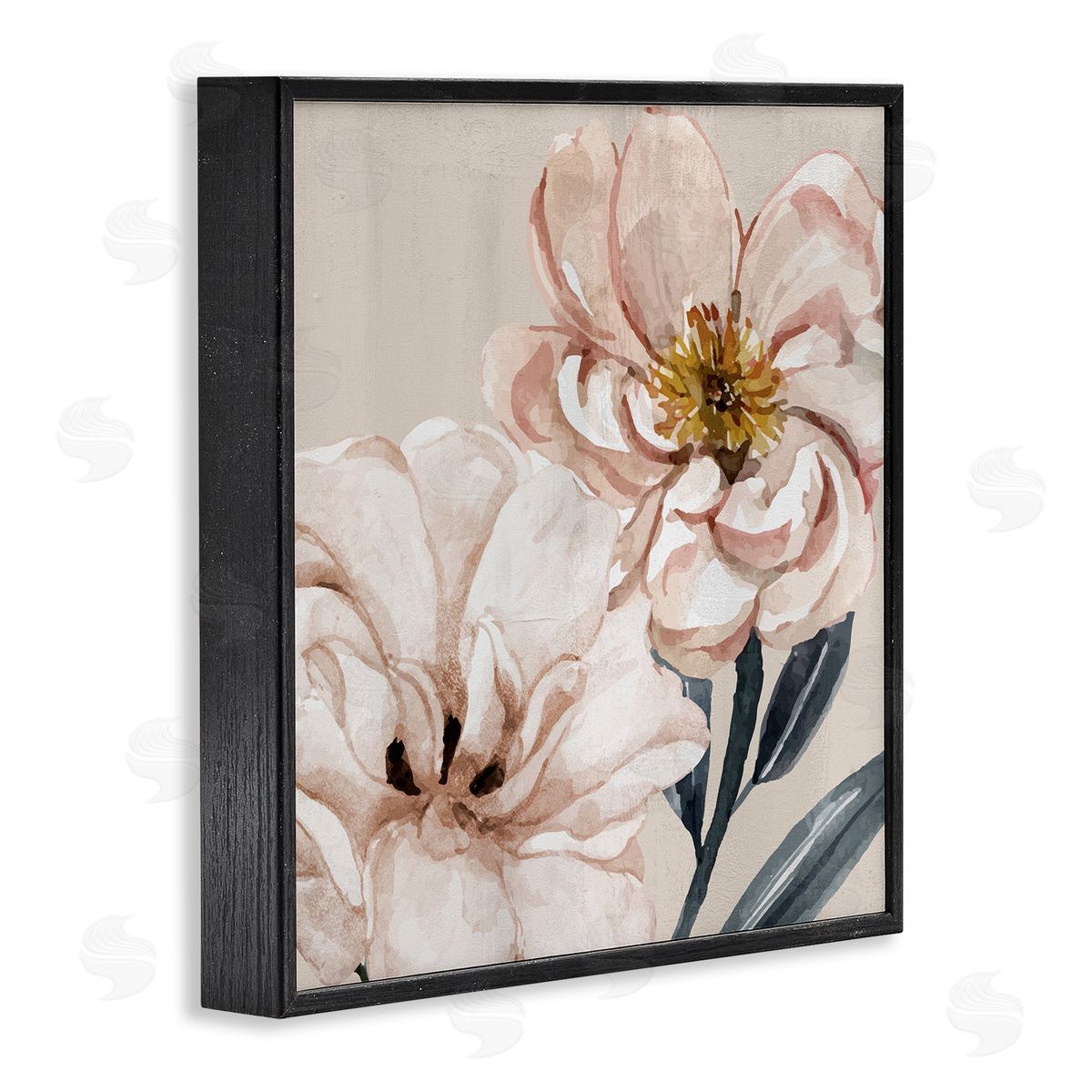 Organic Pink Poppy Petals Black Frame Print Wall Art, Home Decor by Kim Allen