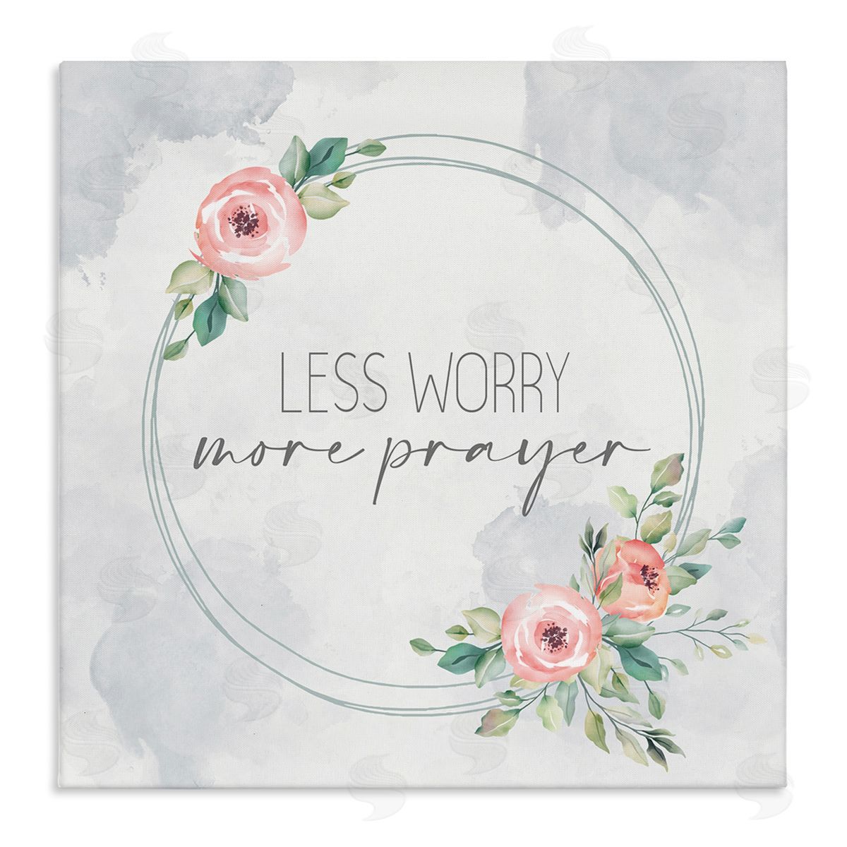 Less Worry More Prayer Florals Canvas Wall Art, Home Decor by Kim Allen