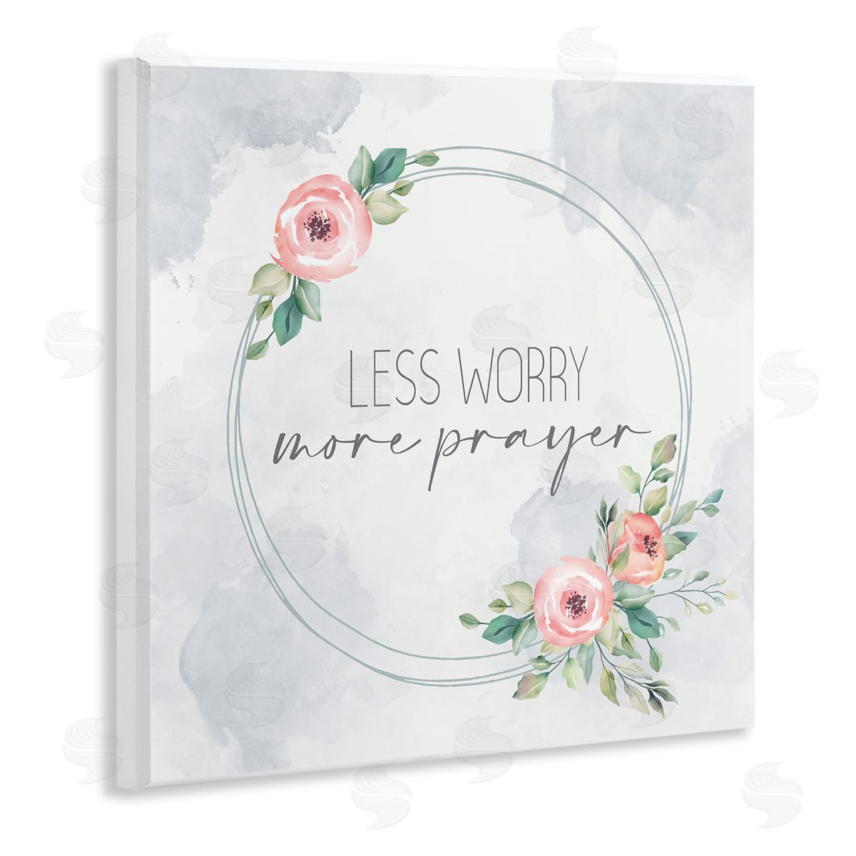 Less Worry More Prayer Florals Wood Plaque Wall Art, Home Decor by Kim Allen