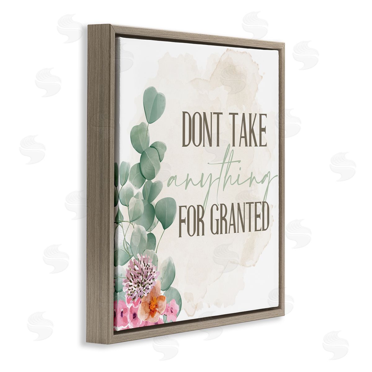 Don't Take for Granted Florals Brown Floating Frame Canvas Wall Art, Home Decor by Kim Allen