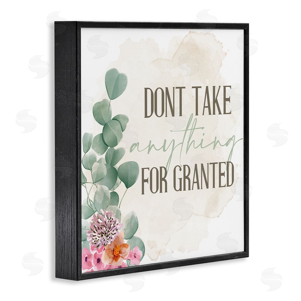 Don't Take for Granted Florals Black Frame Print Wall Art, Home Decor by Kim Allen