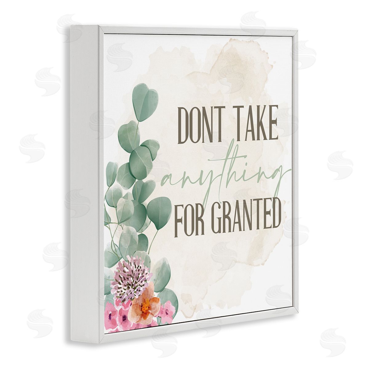 Don't Take for Granted Florals White Frame Print Wall Art, Home Decor by Kim Allen