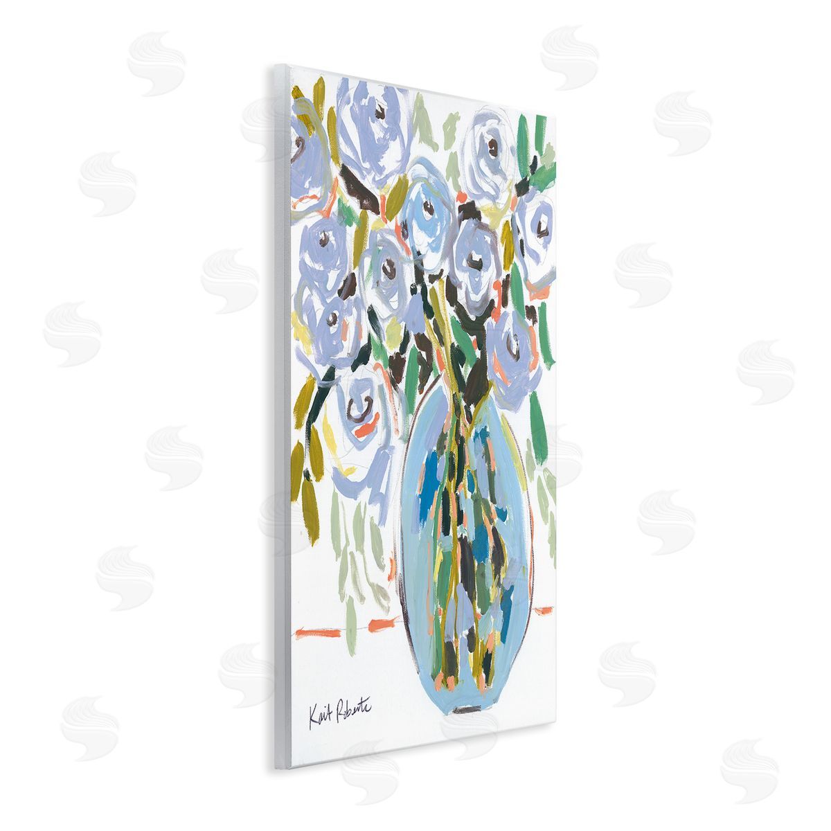 Abstract Blue Pastel Floral Bouquet Wood Plaque Wall Art, Home Decor by Kait Roberts