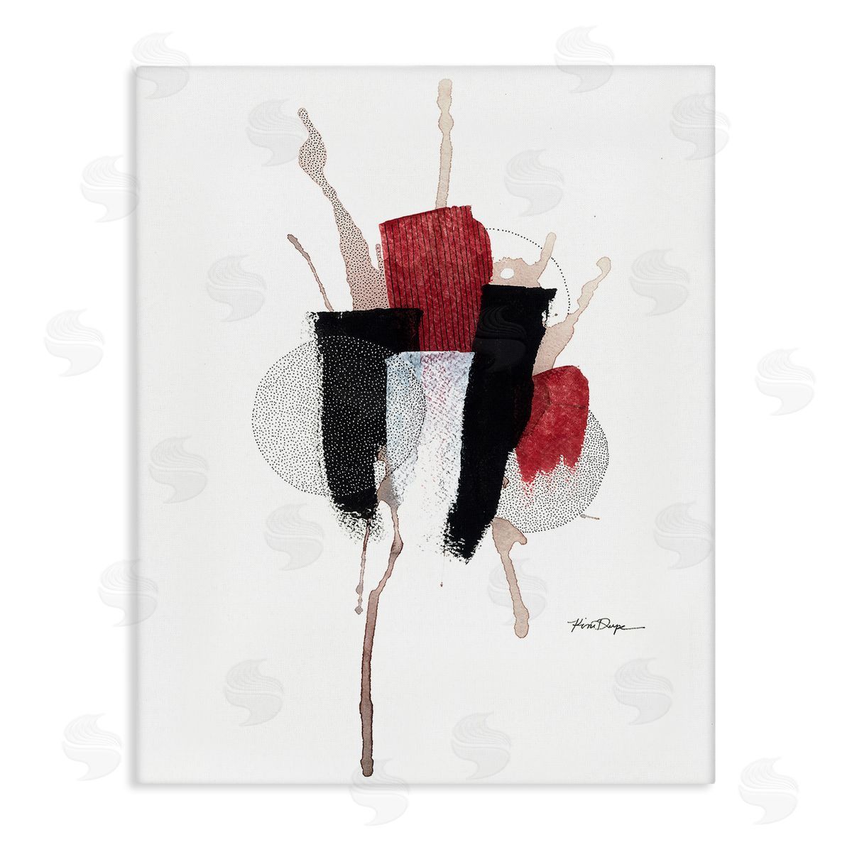 Abstract Stained Pointillism Shapes Canvas Wall Art, Home Decor by Kim Rupe