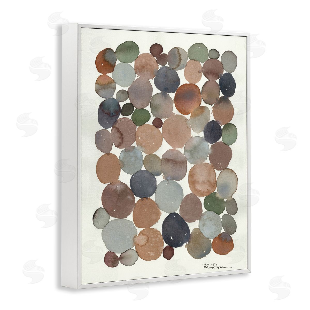 Earth Tone Organic Circles White Frame Print Wall Art, Home Decor by Kim Rupe