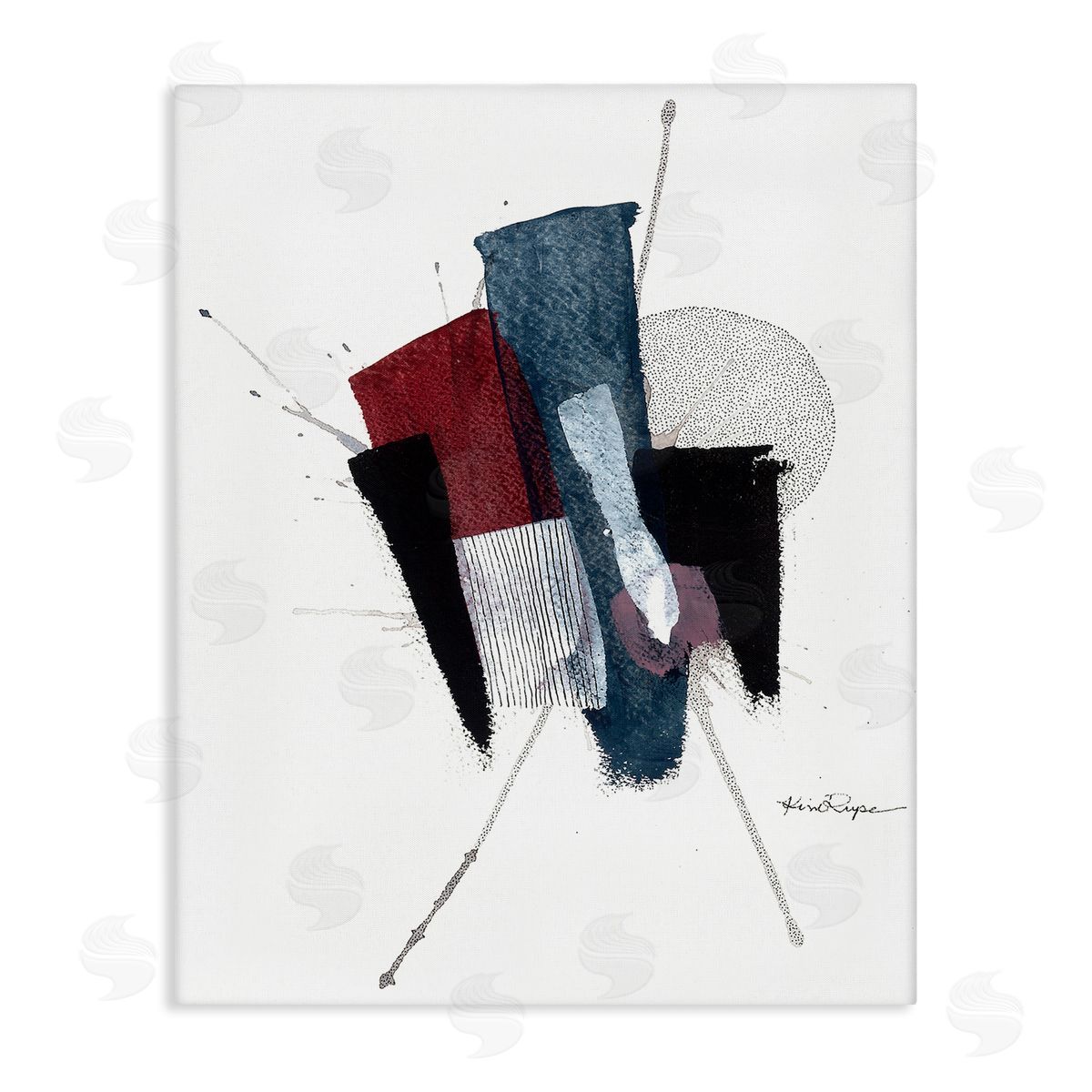 Abstract Pointillism Shapes Canvas Wall Art, Home Decor by Kim Rupe