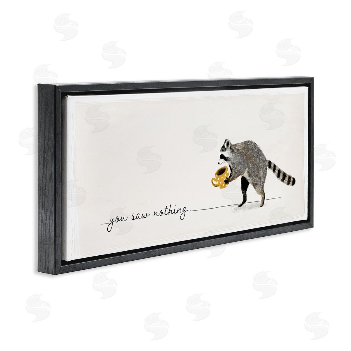 You Saw Nothing Raccoon Black Floating Frame Canvas Wall Art, Home Decor by Victoria Barnes