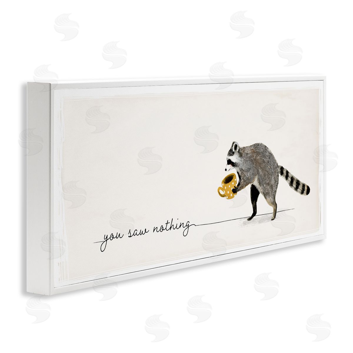 You Saw Nothing Raccoon White Frame Print Wall Art, Home Decor by Victoria Barnes