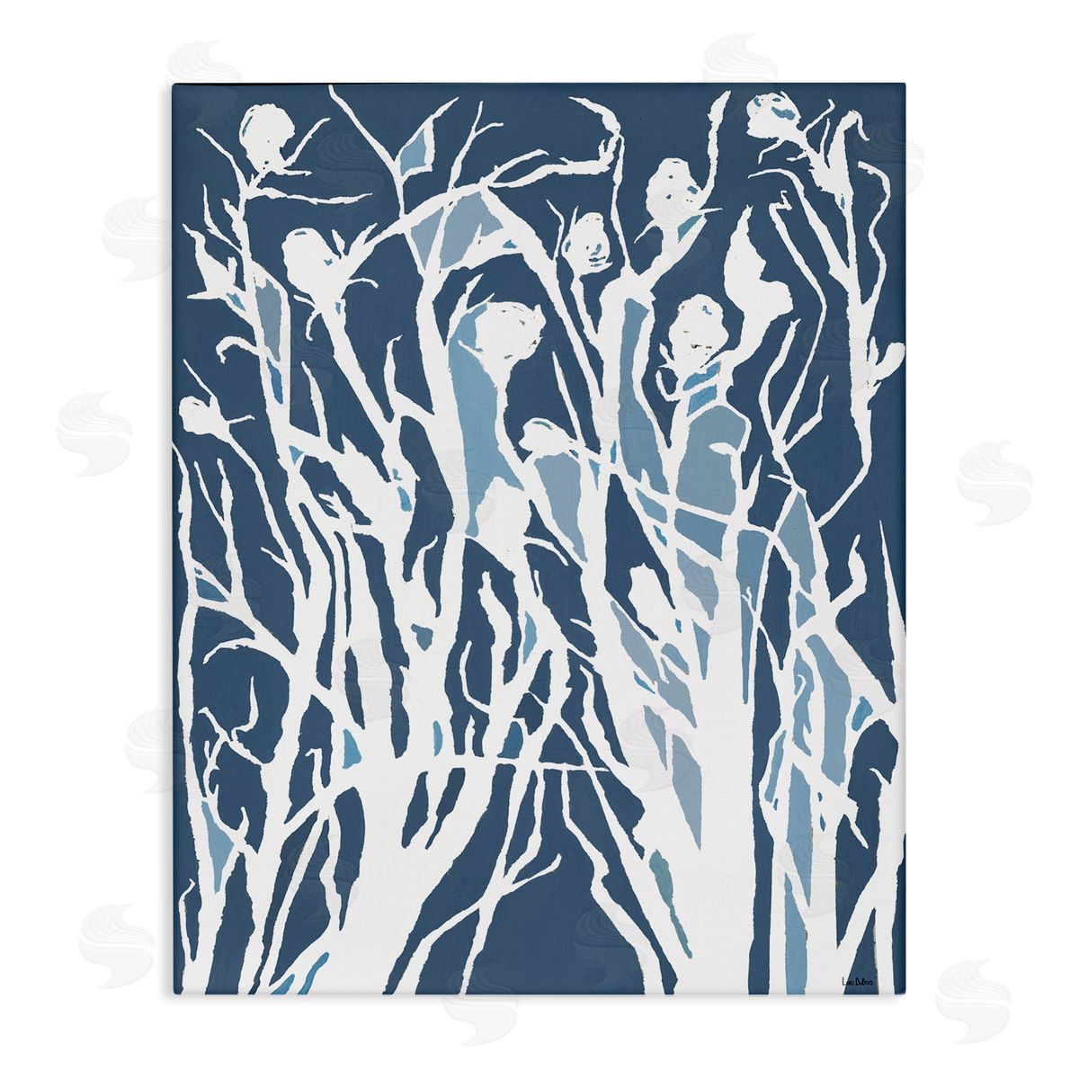Abstract Botanical Silhouettes Blue Canvas Wall Art, Home Decor by Lori Dubois