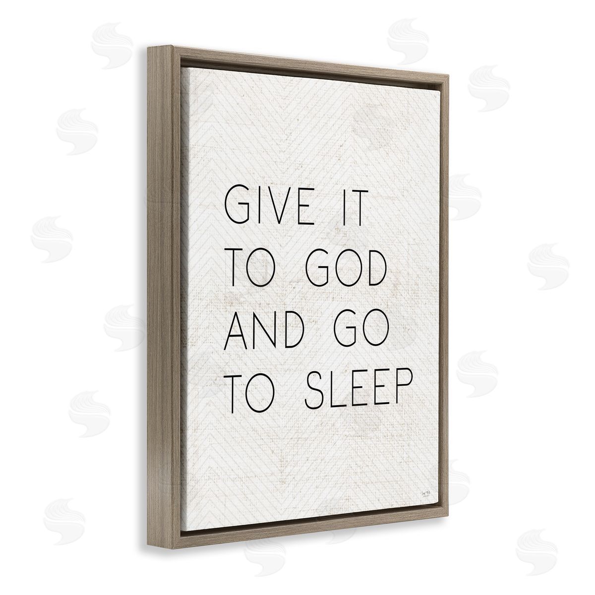 Give it to God and Sleep Brown Floating Frame Canvas Wall Art, Home Decor by Lux + Me Designs