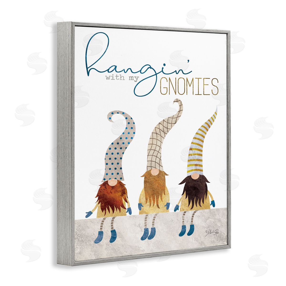 Hanging with my Gnomies Grey Frame Print Wall Art, Home Decor by Marla Rae