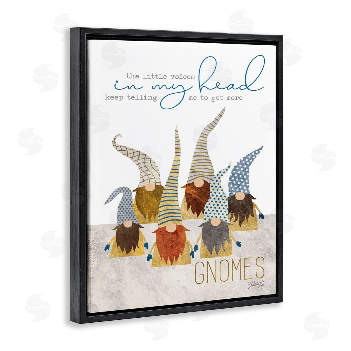 Voices Inside My Head Gnomes Black Floating Frame Canvas Wall Art, Home Decor by Marla Rae