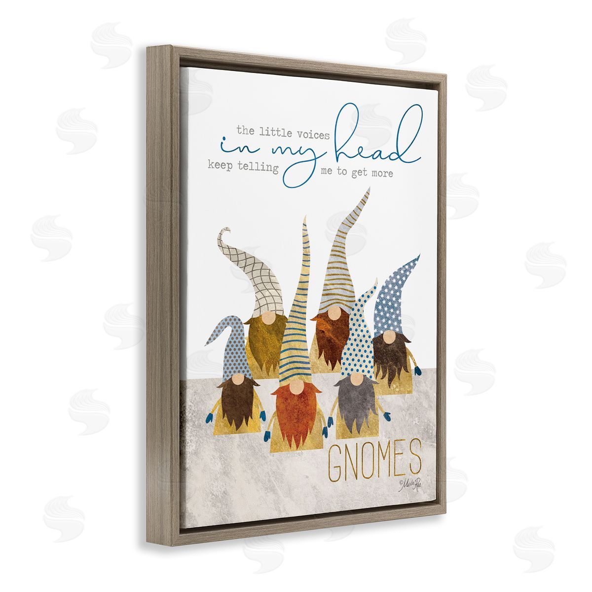 Voices Inside My Head Gnomes Brown Floating Frame Canvas Wall Art, Home Decor by Marla Rae