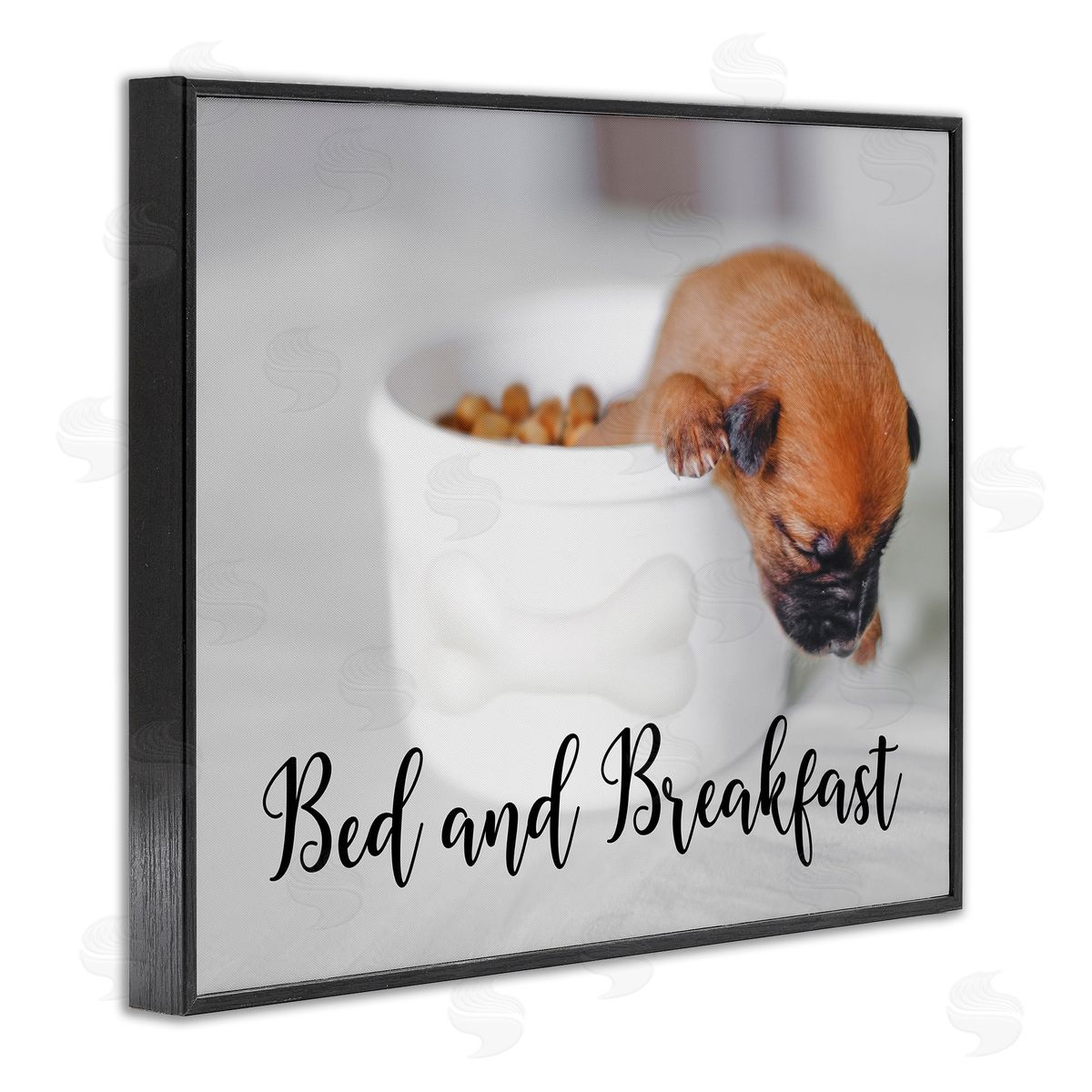 Bed and Breakfast Funny Dog Black Frame Print Wall Art, Home Decor by Ziwei Li