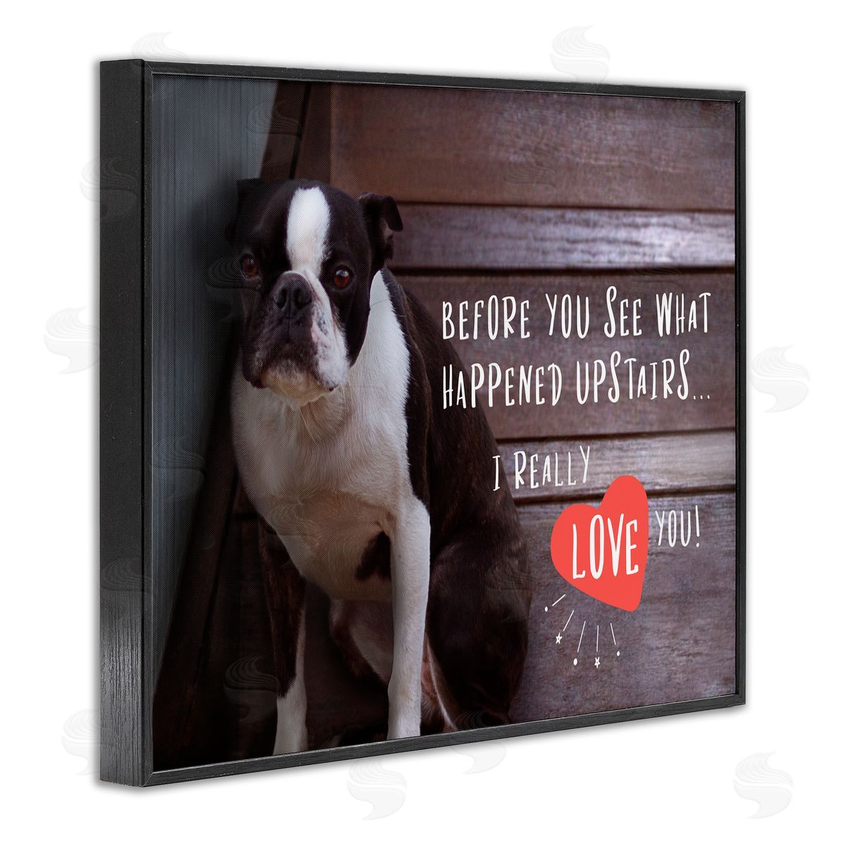 Funny I Love You Dog Black Frame Print Wall Art, Home Decor by Ziwei Li