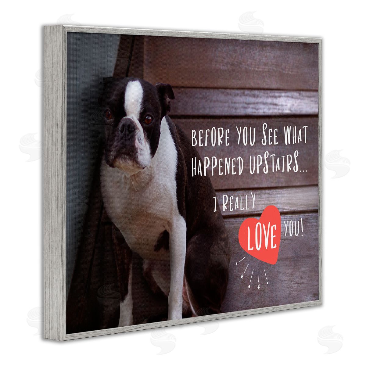 Funny I Love You Dog Grey Frame Print Wall Art, Home Decor by Ziwei Li