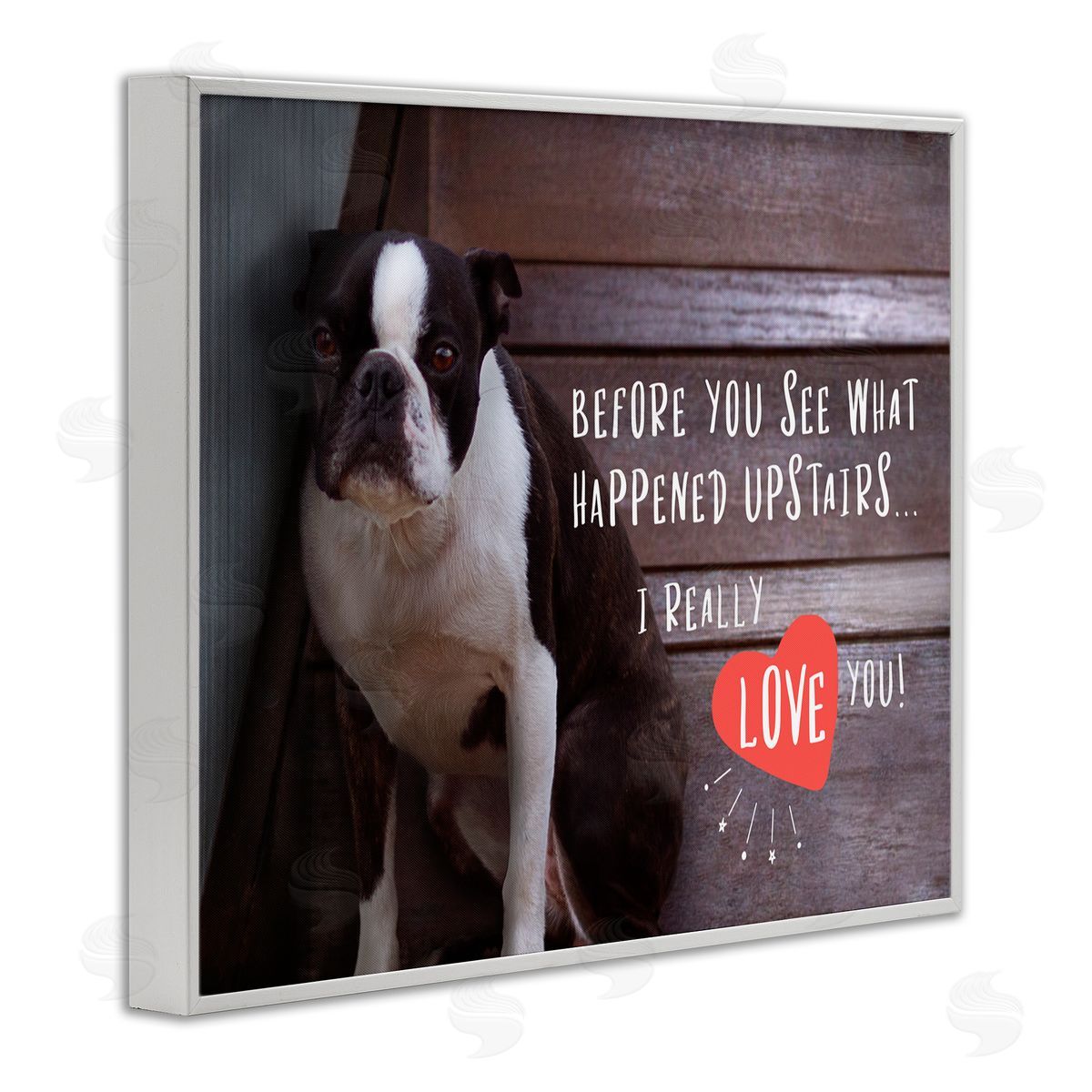 Funny I Love You Dog White Frame Print Wall Art, Home Decor by Ziwei Li