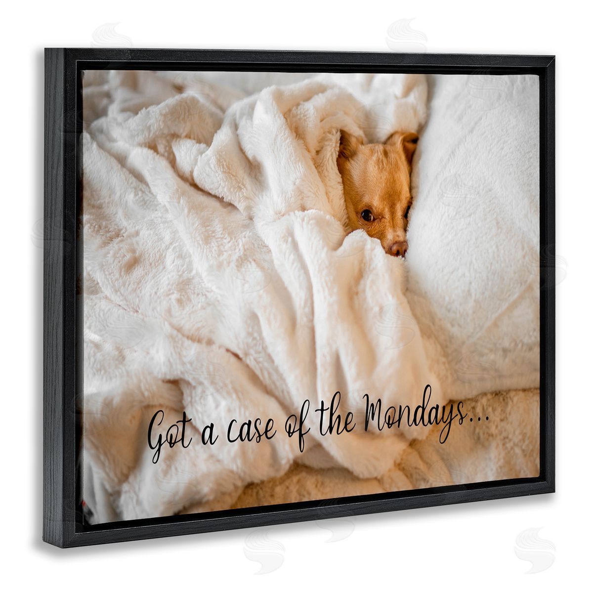 Case of the Mondays Dog Black Floating Frame Canvas Wall Art, Home Decor by Ziwei Li