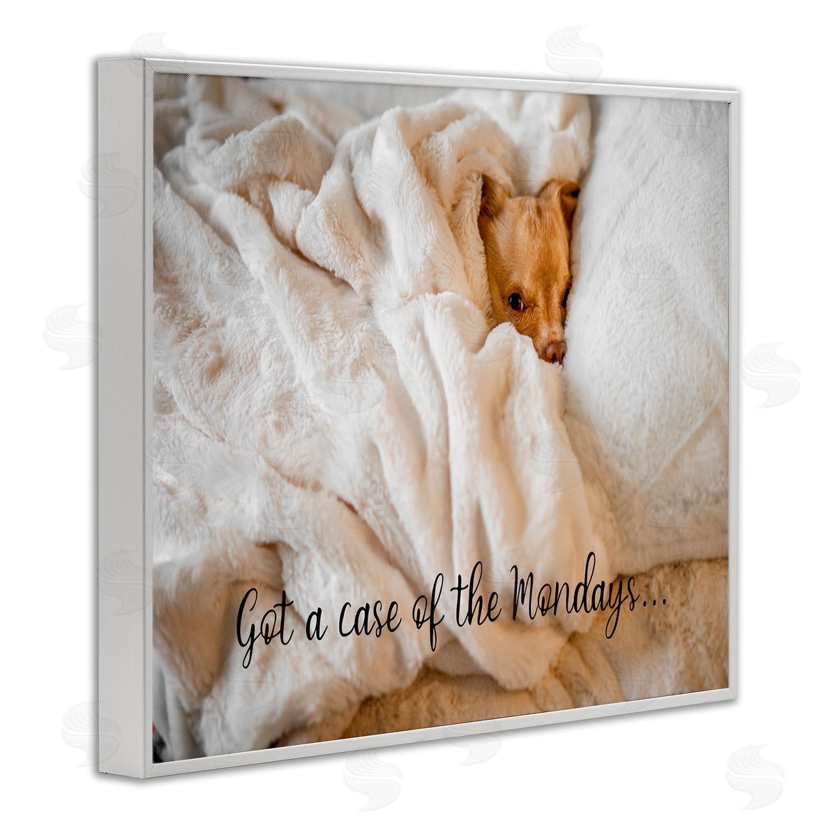 Case of the Mondays Dog White Frame Print Wall Art, Home Decor by Ziwei Li