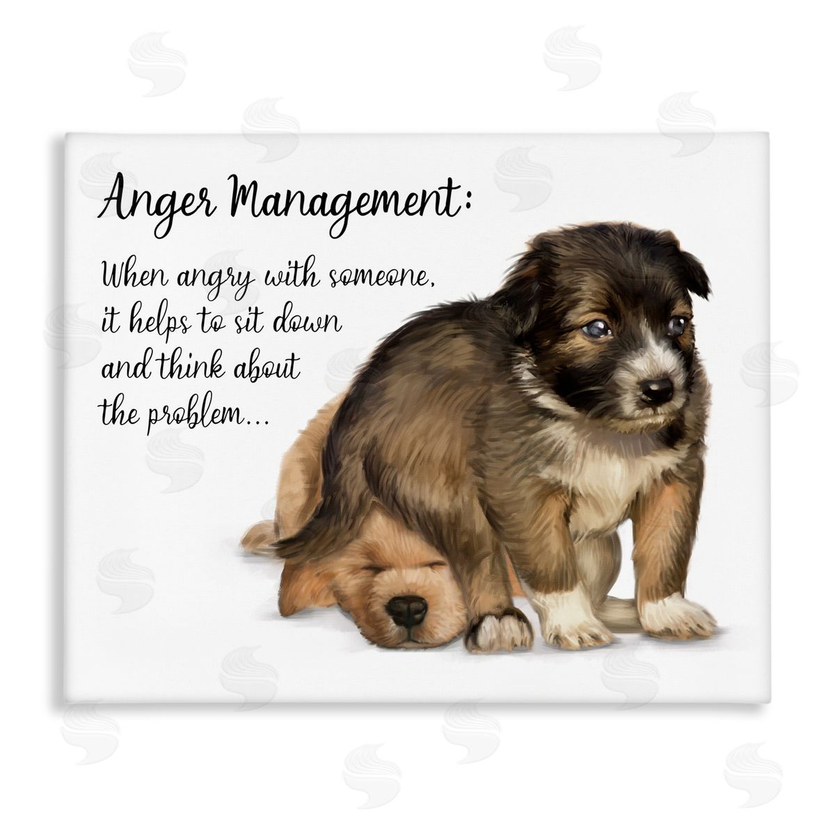 Anger Management Advice Puppy Canvas Wall Art, Home Decor by Ziwei Li