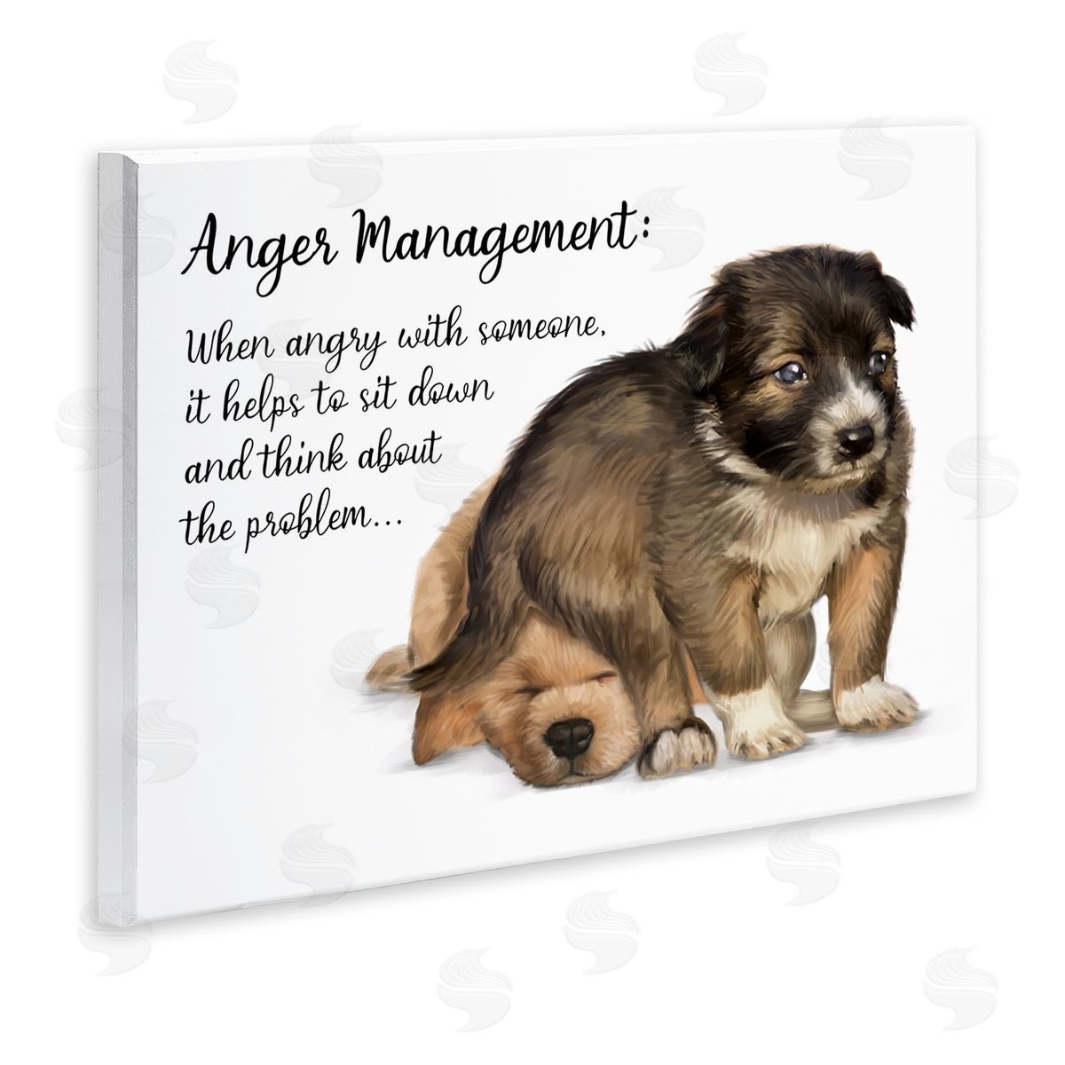 Anger Management Advice Puppy Wood Plaque Wall Art, Home Decor by Ziwei Li