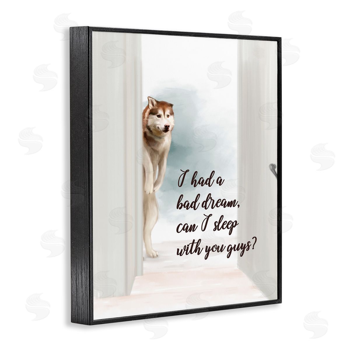 Bad Dream Funny Dog Black Frame Print Wall Art, Home Decor by Ziwei Li
