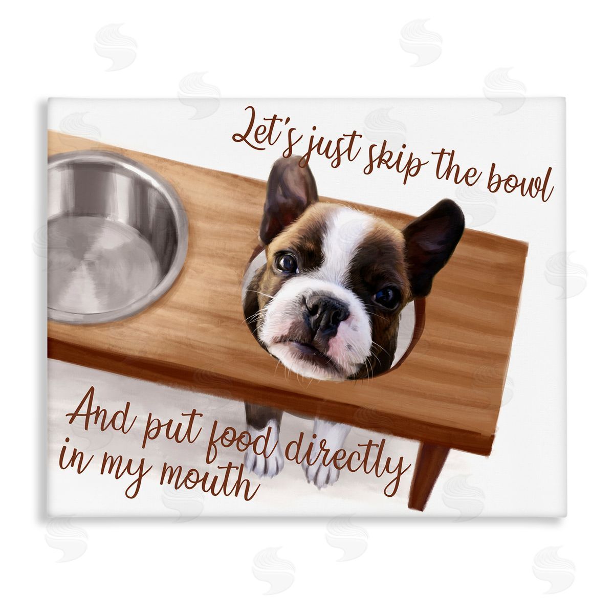 Skip the Bowl Funny Dog Canvas Wall Art, Home Decor by Ziwei Li