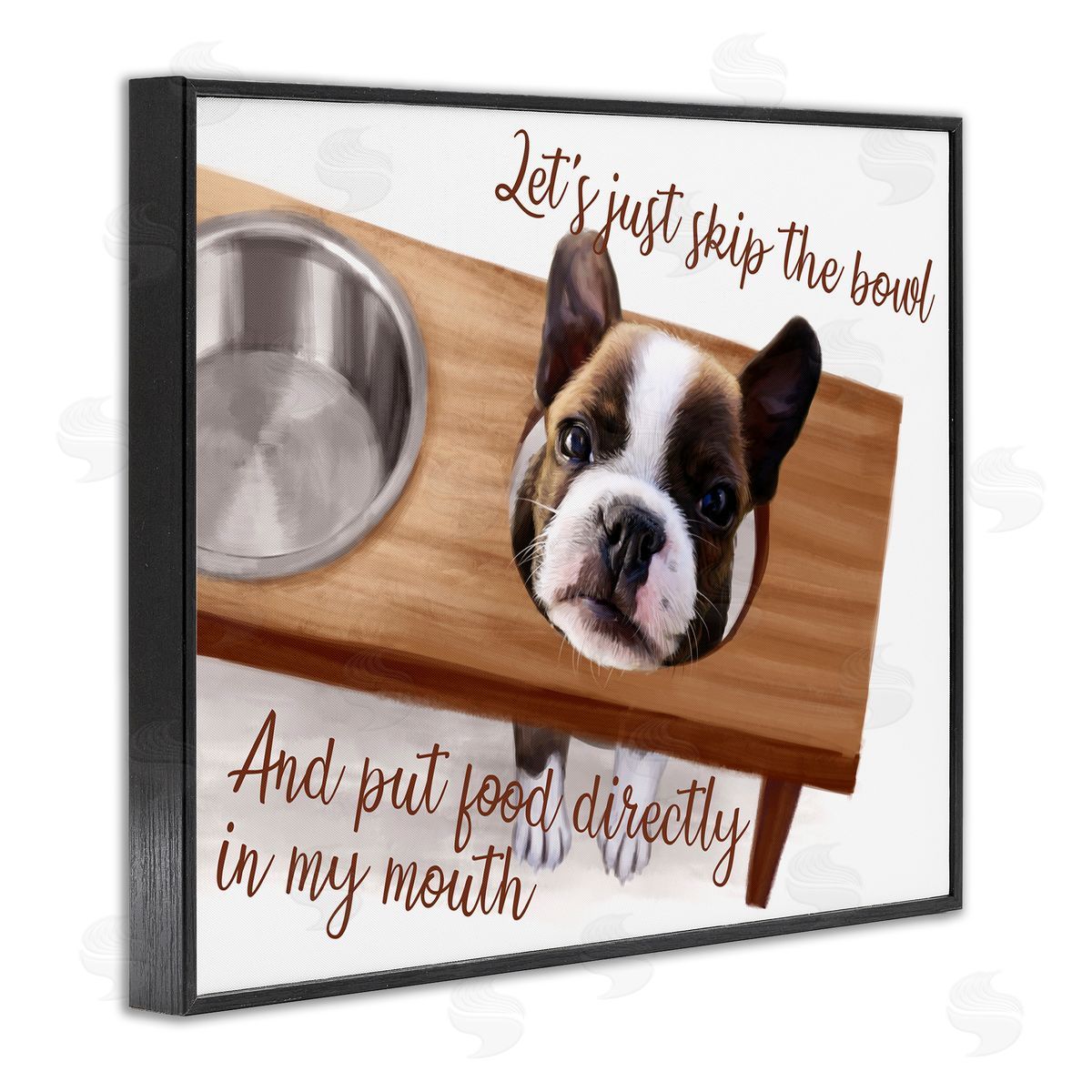 Skip the Bowl Funny Dog Black Frame Print Wall Art, Home Decor by Ziwei Li