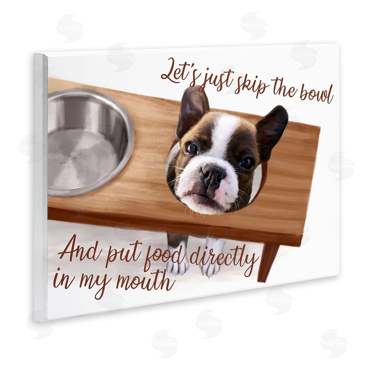 Skip the Bowl Funny Dog Wood Plaque Wall Art, Home Decor by Ziwei Li