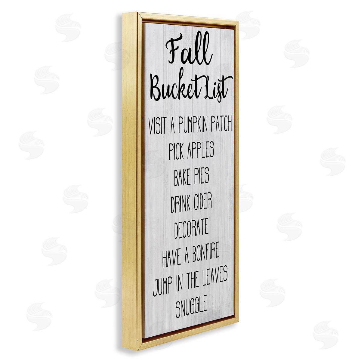 Fall Bucket List Casual Sign Gold Floating Frame Canvas Wall Art, Home Decor by Stupell Studio