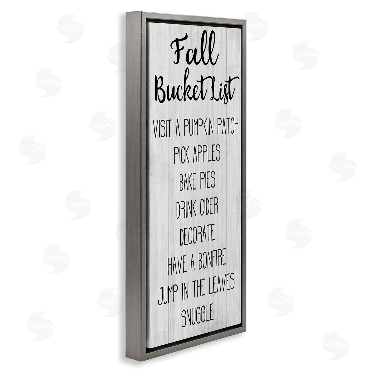 Fall Bucket List Casual Sign Grey Floating Frame Canvas Wall Art, Home Decor by Stupell Studio