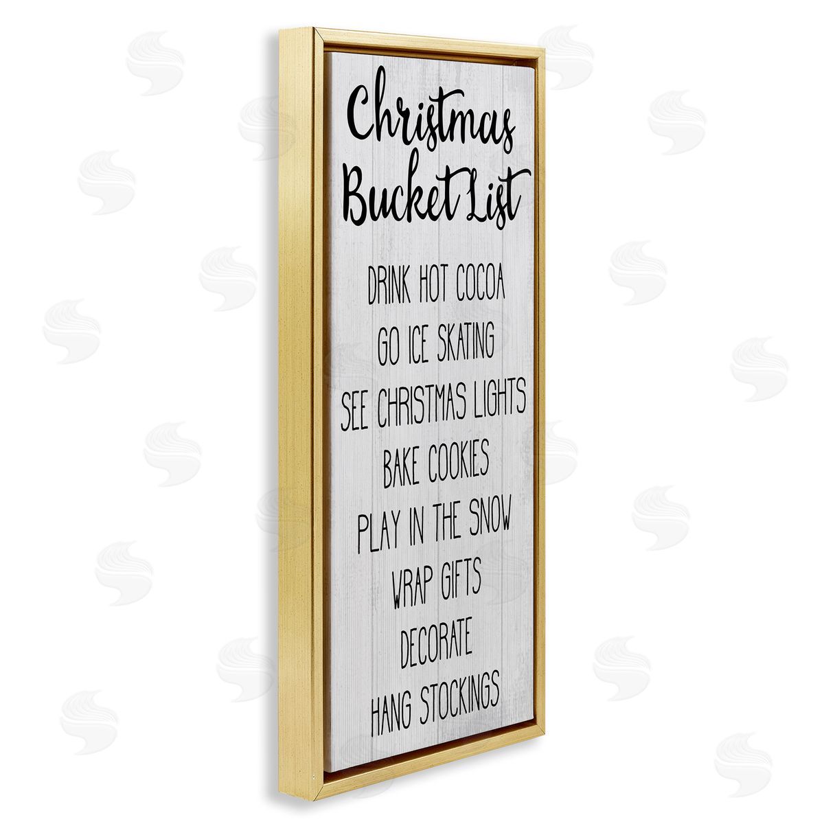 Christmas Bucket List Casual Sign Gold Floating Frame Canvas Wall Art, Home Decor by Stupell Studio