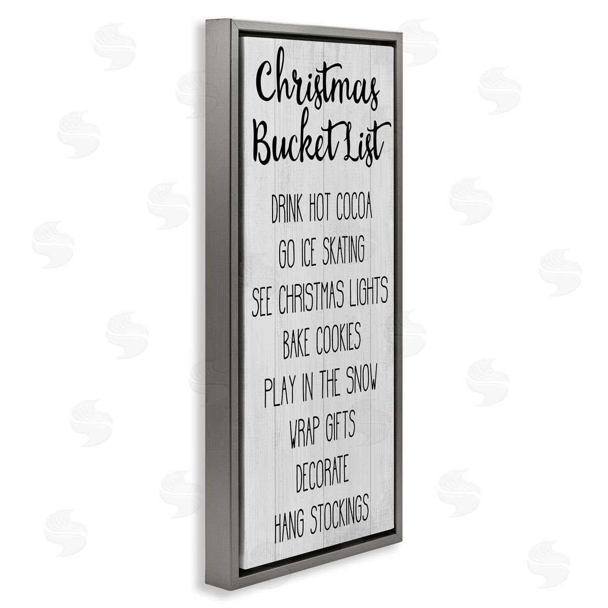 Christmas Bucket List Casual Sign Grey Floating Frame Canvas Wall Art, Home Decor by Stupell Studio