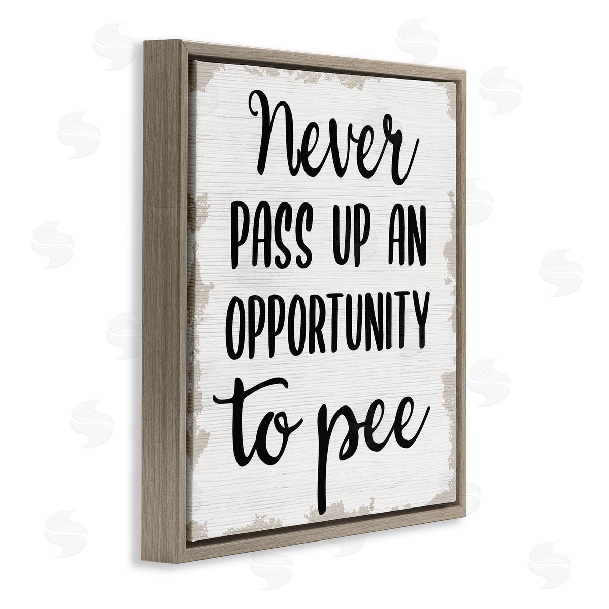 Never Pass Up Bathroom Sign Brown Floating Frame Canvas Wall Art, Home Decor by Stupell Studio