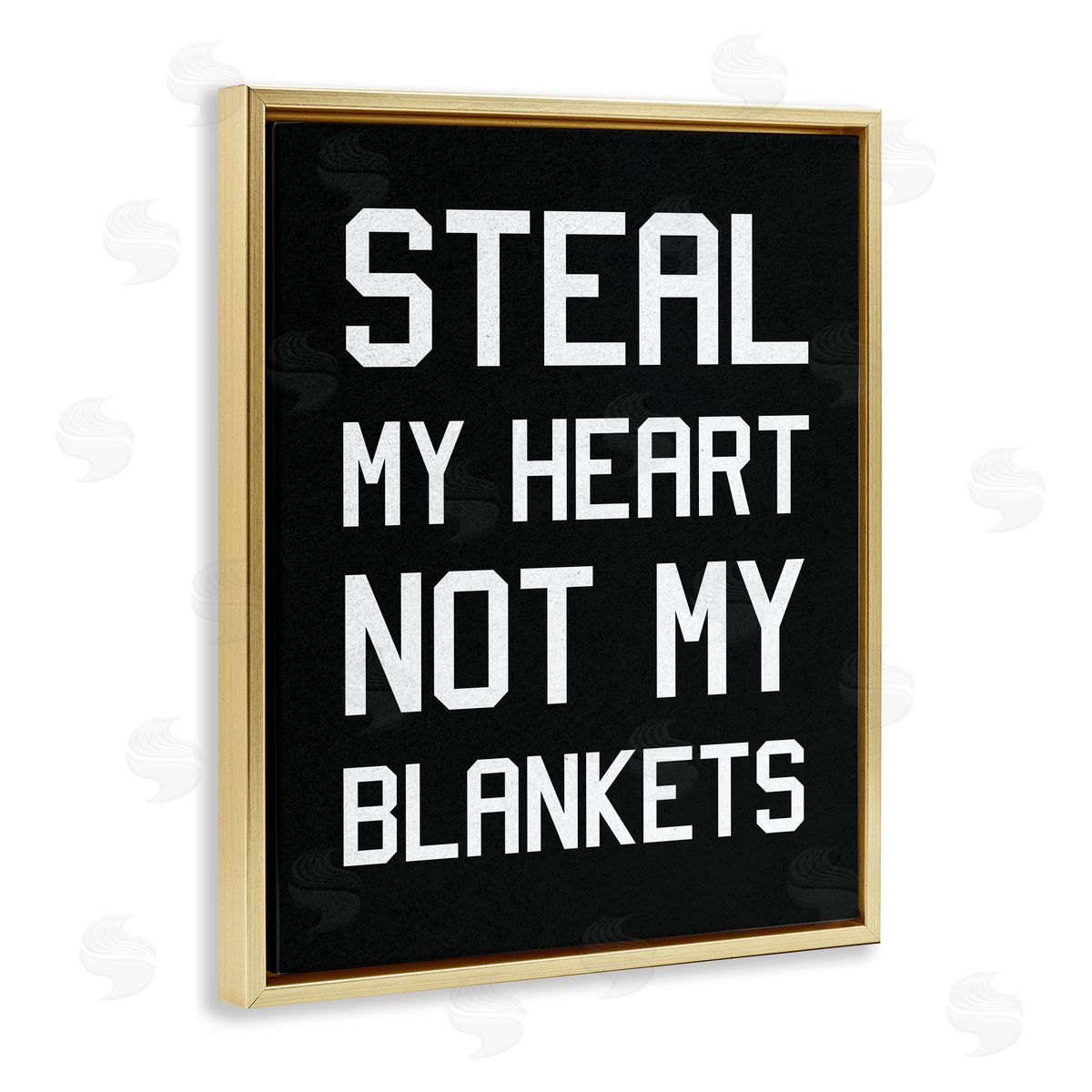 Steal My Heart Not Blankets Gold Floating Frame Canvas Wall Art, Home Decor by Stupell Studio