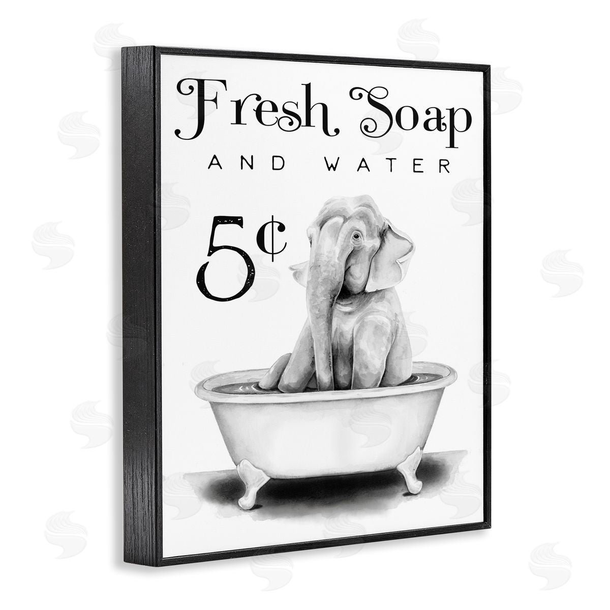 Elephant Bathtub Fresh Soap Black Frame Print Wall Art, Home Decor by Rachel Nieman
