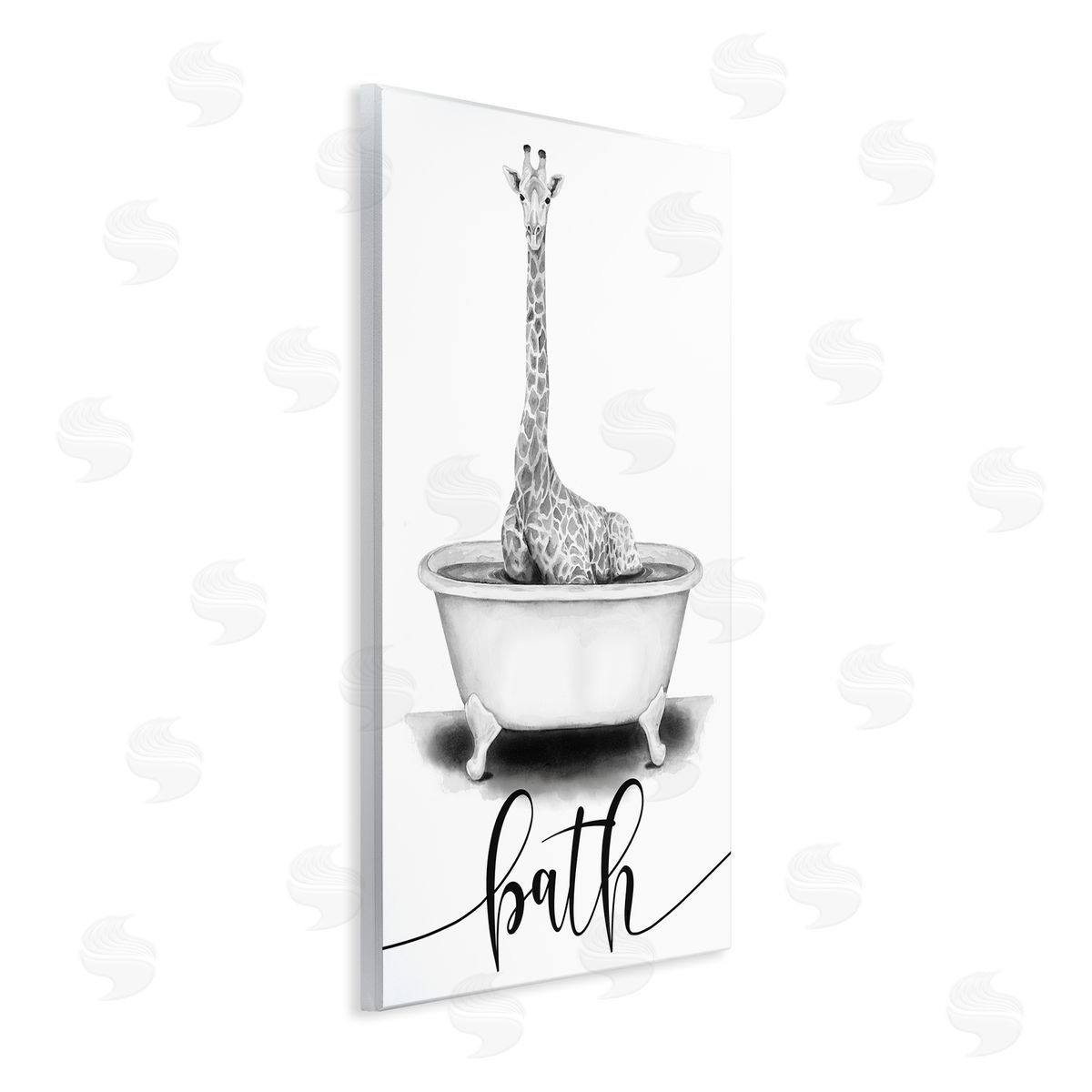 Giraffe Bathtub with Bath Text Wood Plaque Wall Art, Home Decor by Rachel Nieman
