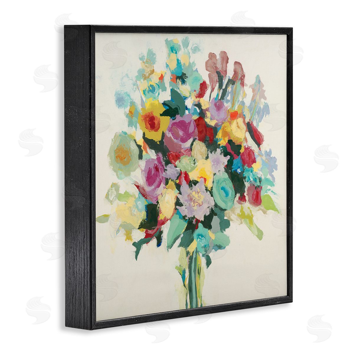 Abstract Spring Flower Bouquet Black Frame Print Wall Art, Home Decor by Randy Hibberd