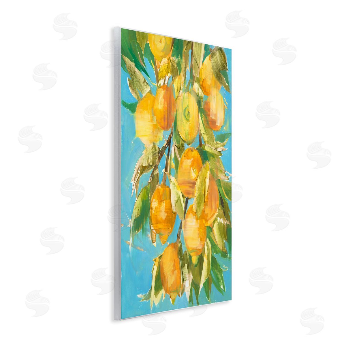 Lemon Tree over Blue Wood Plaque Wall Art, Home Decor by Liz Jardine