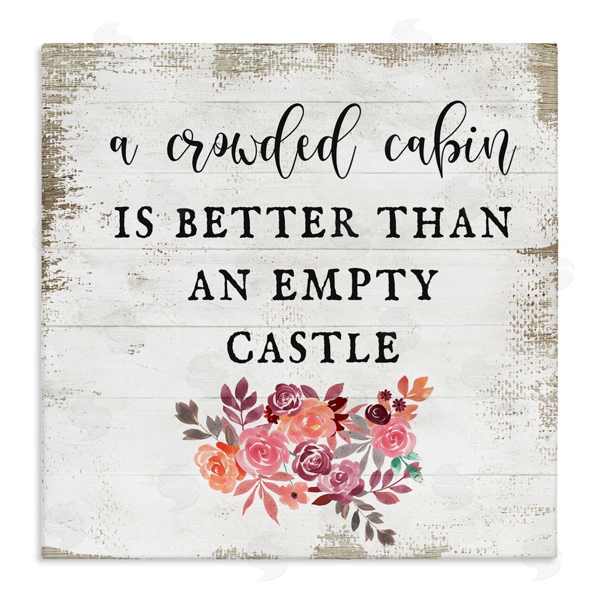 Crowded Cabin Phrase Florals Canvas Wall Art, Home Decor by Stupell Studio