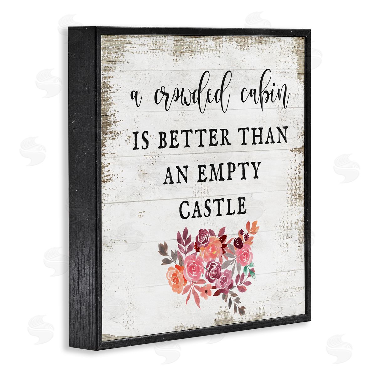 Crowded Cabin Phrase Florals Black Frame Print Wall Art, Home Decor by Stupell Studio