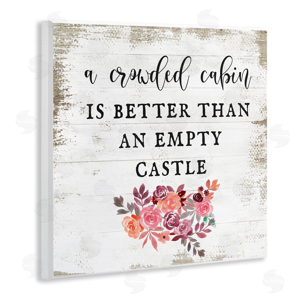 Crowded Cabin Phrase Florals Wood Plaque Wall Art, Home Decor by Stupell Studio