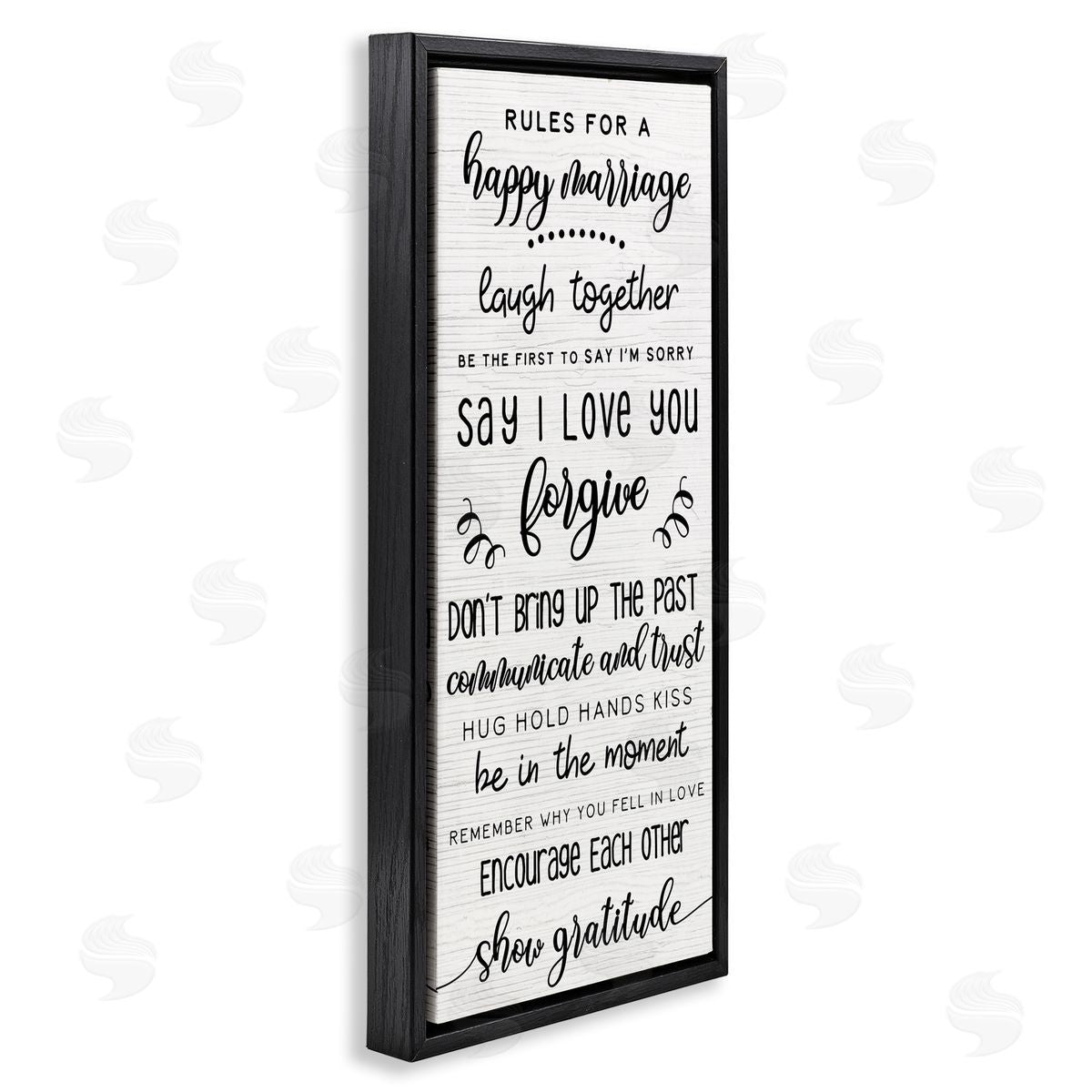 Rules For Happy Marriage List Black Floating Frame Canvas Wall Art, Home Decor by Stupell Studio