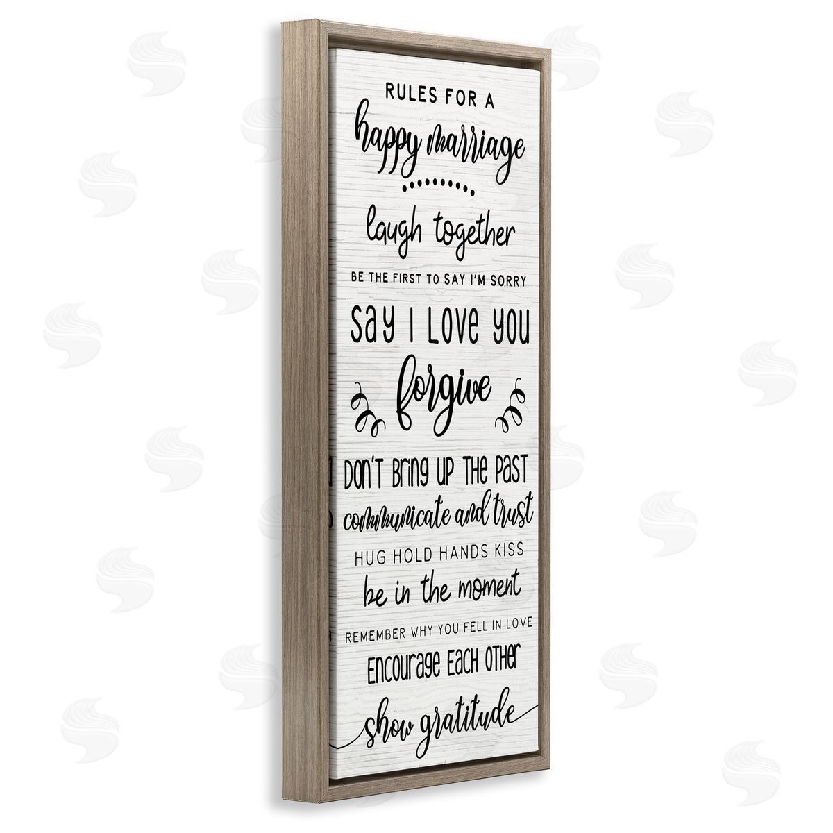 Rules For Happy Marriage List Brown Floating Frame Canvas Wall Art, Home Decor by Stupell Studio