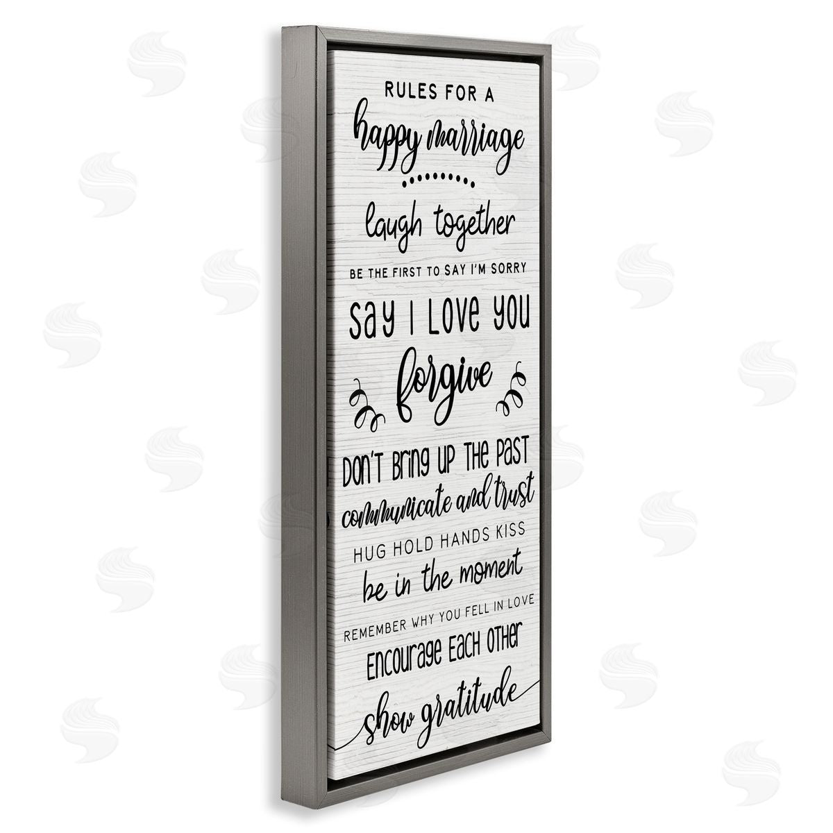 Rules For Happy Marriage List Grey Floating Frame Canvas Wall Art, Home Decor by Stupell Studio