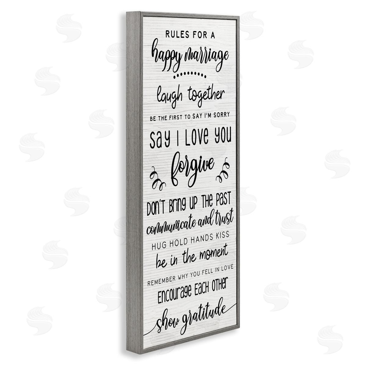 Rules For Happy Marriage List Grey Frame Print Wall Art, Home Decor by Stupell Studio