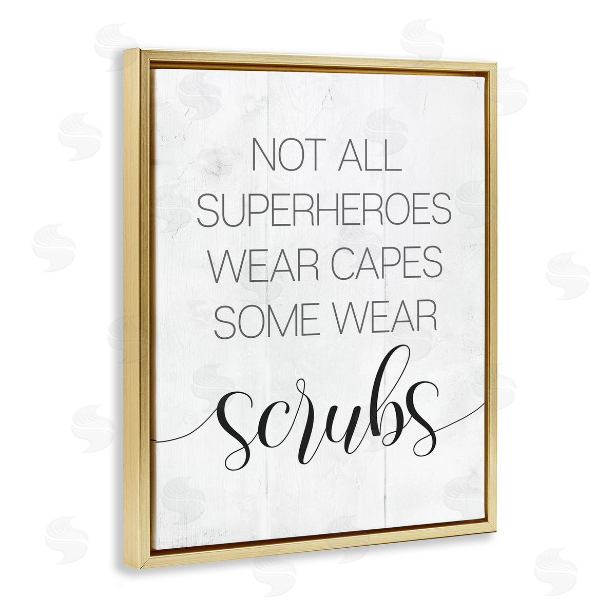 Some Superheroes Wear Scrubs Gold Floating Frame Canvas Wall Art, Home Decor by Stupell Studio
